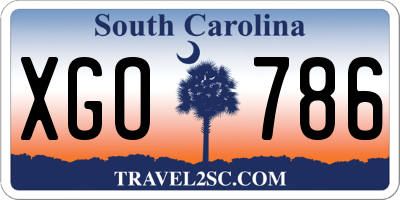 SC license plate XGO786