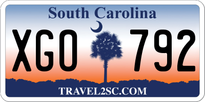 SC license plate XGO792