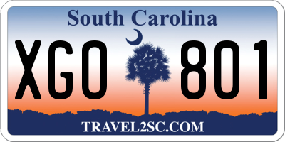 SC license plate XGO801