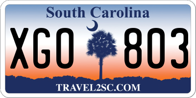 SC license plate XGO803