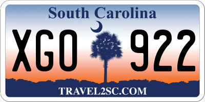 SC license plate XGO922