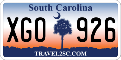 SC license plate XGO926