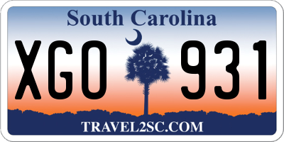 SC license plate XGO931