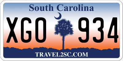 SC license plate XGO934