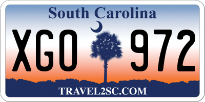 SC license plate XGO972
