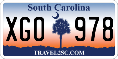 SC license plate XGO978