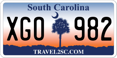SC license plate XGO982