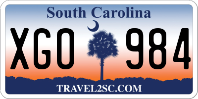 SC license plate XGO984