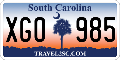 SC license plate XGO985