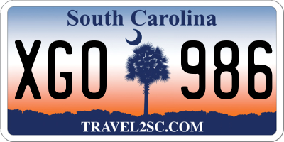SC license plate XGO986