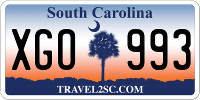 SC license plate XGO993