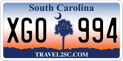 SC license plate XGO994