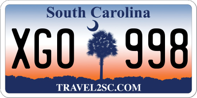 SC license plate XGO998