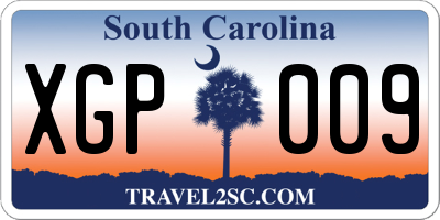 SC license plate XGP009