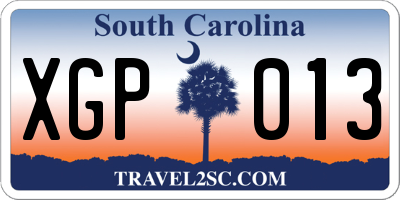 SC license plate XGP013