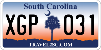 SC license plate XGP031