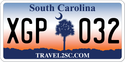 SC license plate XGP032