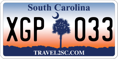 SC license plate XGP033