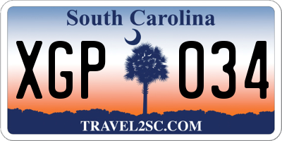 SC license plate XGP034
