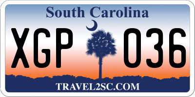 SC license plate XGP036