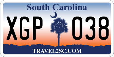 SC license plate XGP038