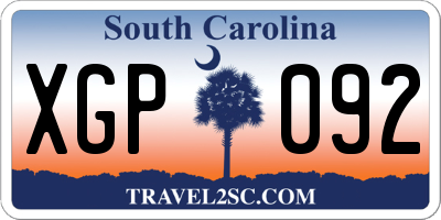 SC license plate XGP092