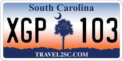 SC license plate XGP103
