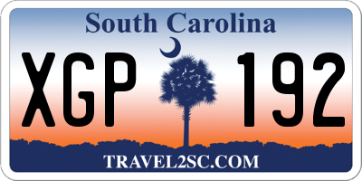SC license plate XGP192
