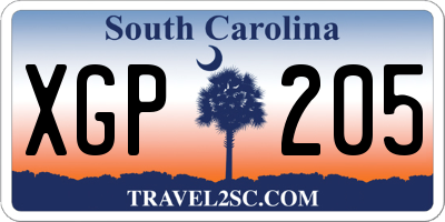SC license plate XGP205