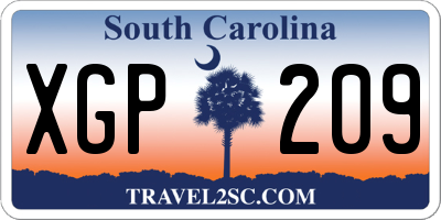 SC license plate XGP209