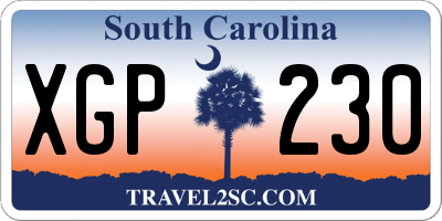 SC license plate XGP230