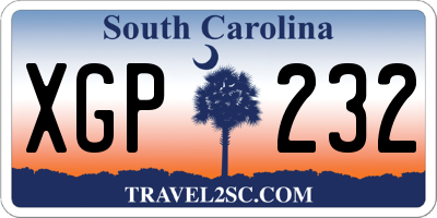 SC license plate XGP232