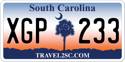 SC license plate XGP233