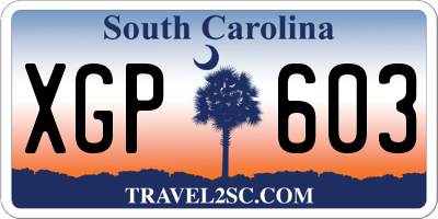 SC license plate XGP603