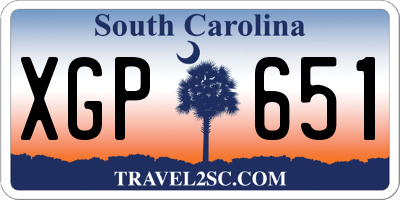 SC license plate XGP651