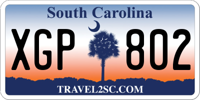 SC license plate XGP802