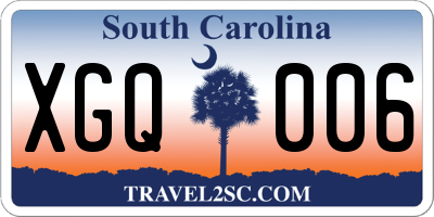 SC license plate XGQ006