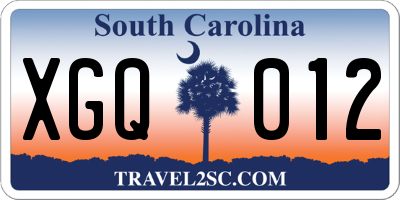 SC license plate XGQ012