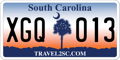SC license plate XGQ013