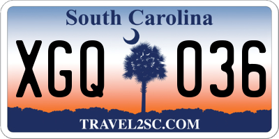 SC license plate XGQ036