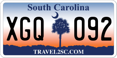 SC license plate XGQ092