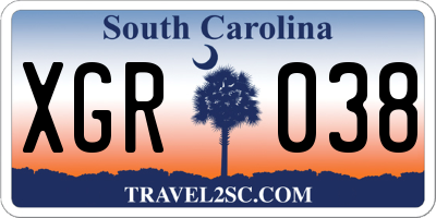 SC license plate XGR038