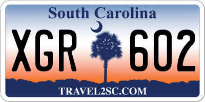 SC license plate XGR602