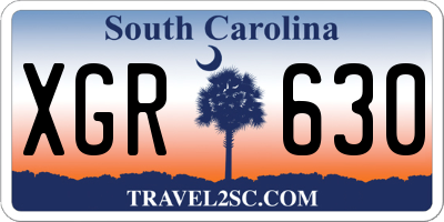 SC license plate XGR630