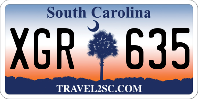 SC license plate XGR635