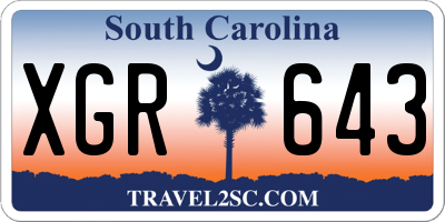 SC license plate XGR643