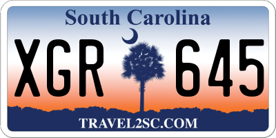 SC license plate XGR645