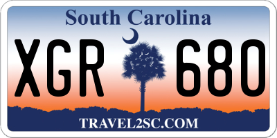 SC license plate XGR680