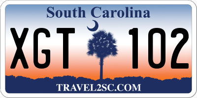 SC license plate XGT102