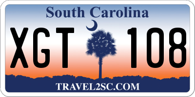 SC license plate XGT108